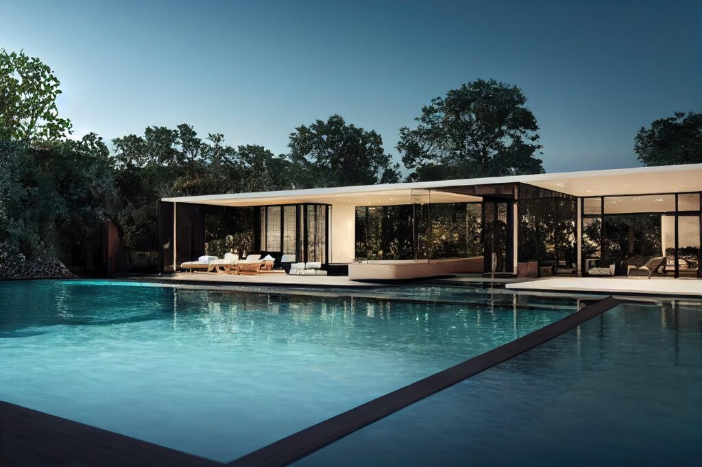 a villa with a swimming pool